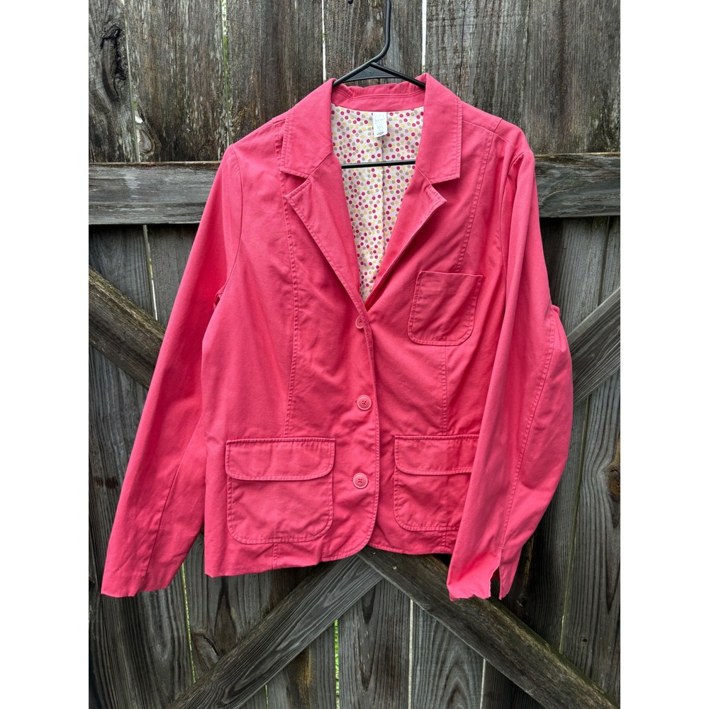 VTG Old Navy Pink Cotton Blazer Polka Dot Lining XXL 276494011 Y2K